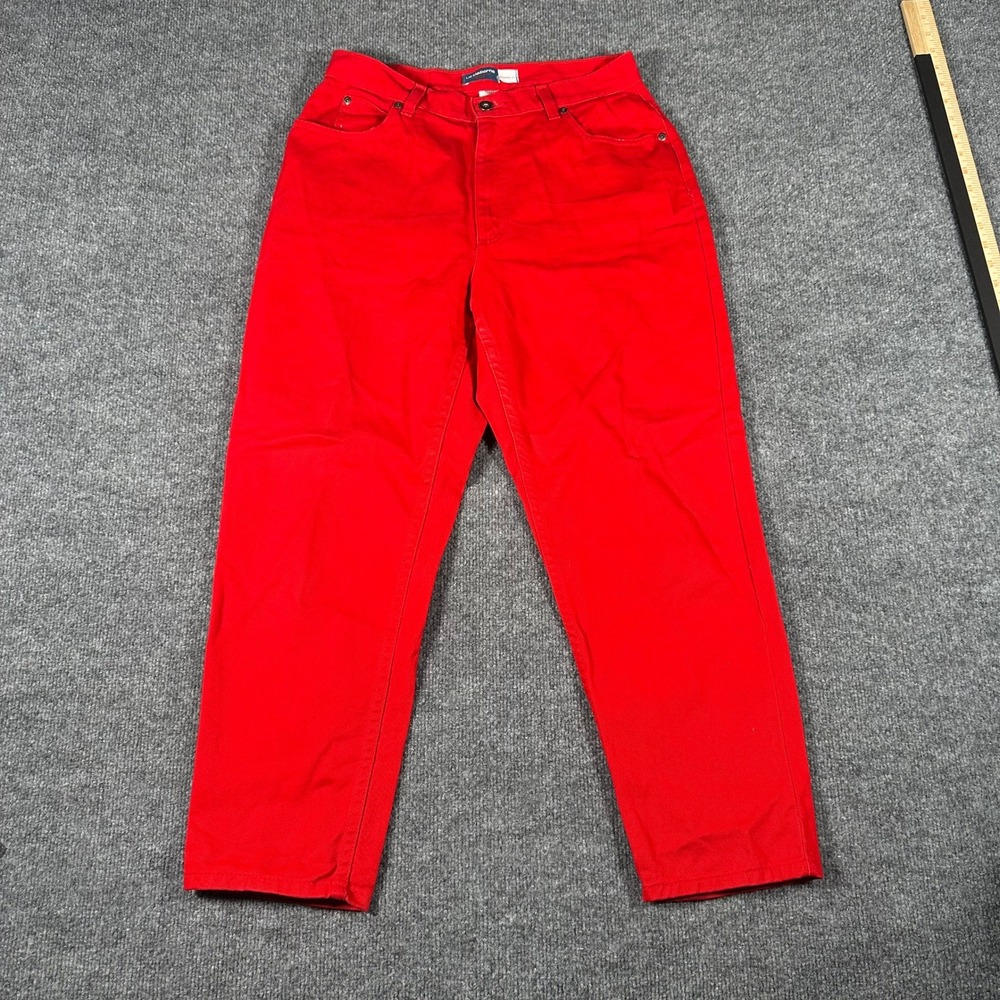 Liz Claiborne Jeans Womens Size 12S Red Classic Fit High Waisted Straight Leg